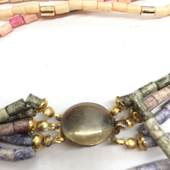 3/$30 VINTAGE BOHO MULTI STRAND NECKLACES TUBE BEADS BLUE PINK PLASTIC SET 2 - Picture 11 of 13